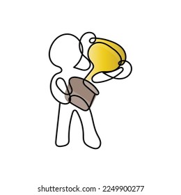 Line art character with transparent background. Minimal vector art. One line icon of winners and competition concept.