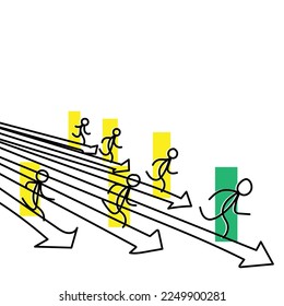 Line art character with transparent background. Minimal vector art. One line icon of winners and competition concept.