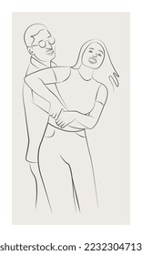 Line art. The characters of the happy couple.