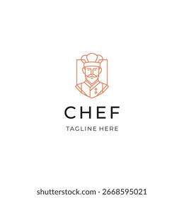 Line art chef logo design. Minimalist cooking icon illustration vector