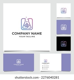 Diseño de logotipo del laboratorio químico de arte de línea 2