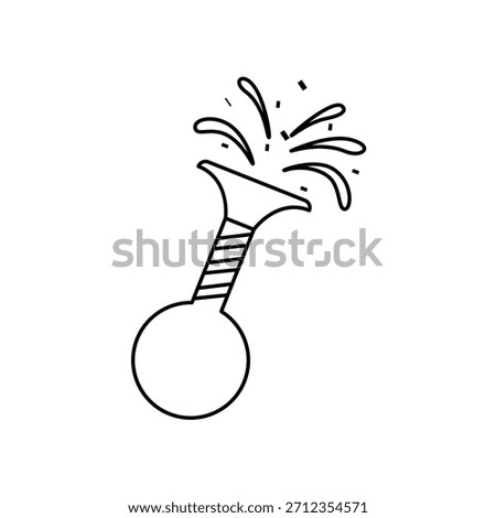 Line art of a chemistry flask with liquid splashing out. Simple flask illustration. Chemistry flask design with splash effect. Minimalist flask and splash drawing. New year illustration vector.