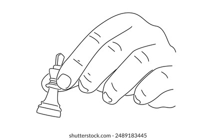 line art of chess game concept vector illustration