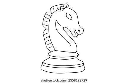 line art of chess knight icon vector illustration