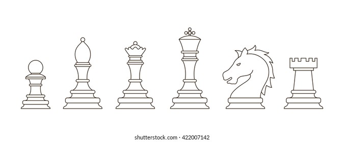 Line art chess pieces. Isolation on a white background. Vector illustration.