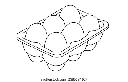 line art of chicken eggs in a pack