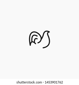 Line Art Chicken Logo Design