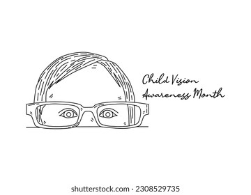 line art of child vision awareness month good for child vision awareness month celebrate. line art. illustration.