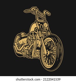 Line art chopper motorcycle. american style biker club. vintage design 