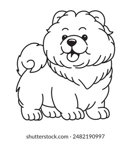 Line art of Chow Chow dog cartoon vector