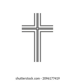 Line Art Christian Cross Icon Flat Stock Vector (Royalty Free ...