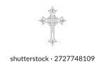 Line art christian cross vector