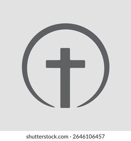 Line art christian cross. Christian cross vector sign isolated on transparent background. Vector illustration.
