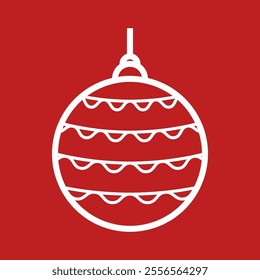 Line Art Christmas Ball Icon Vector Fourth Style Version. Christmas Ornament for Greeting Card, Flyer, Banner, Website or Etc. High Quality Vector Icon