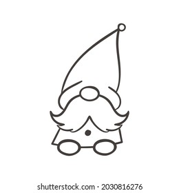 Line art Christmas gnomes design for coloring book isolated on a white background