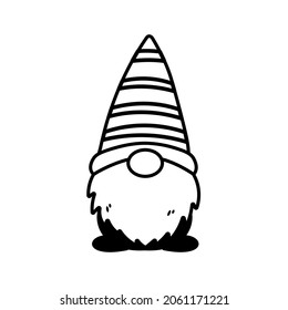 Line art Christmas gnomes design for coloring book isolated on a white background