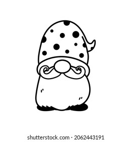 Line art Christmas gnomes design for coloring book isolated on a white background