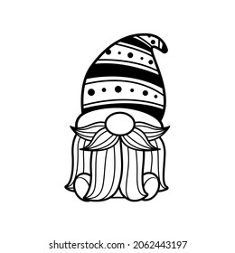 Line art Christmas gnomes design for coloring book isolated on a white background