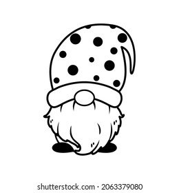 Line art Christmas gnomes design for coloring book isolated on a white background