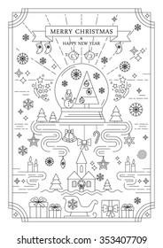 Line Art Christmas Poster