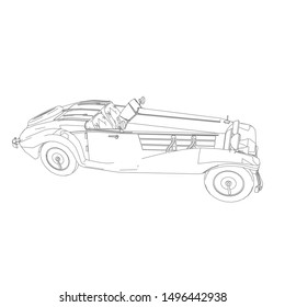 line art of classic car. Coloring page - classic car - illustration for the children