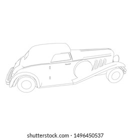 line art of classic car. Coloring page - classic car - illustration for the children