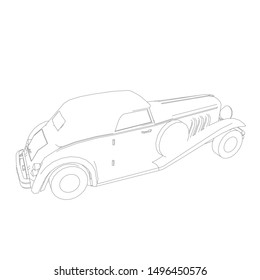 line art of classic car. Coloring page - classic car - illustration for the children