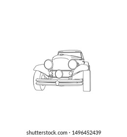 line art of classic car. Coloring page - classic car - illustration for the children