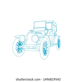 line art of classic car. Coloring page - classic car - illustration for the children