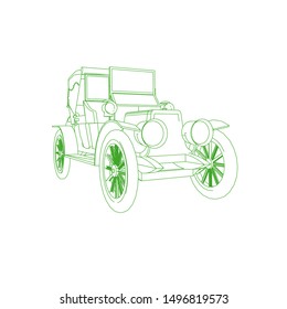 line art of classic car. Coloring page - classic car - illustration for the children