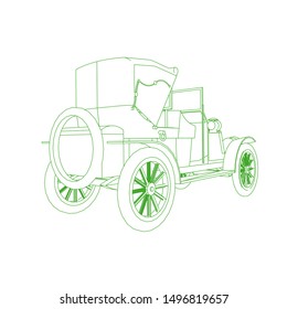 line art of classic car. Coloring page - classic car - illustration for the children