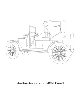line art of classic car. Coloring page - classic car - illustration for the children