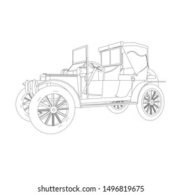 line art of classic car. Coloring page - classic car - illustration for the children