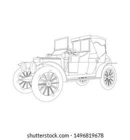 Line Art Classic Car Coloring Page Stock Vector (Royalty Free) 1496819693