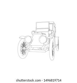 line art of classic car. Coloring page - classic car - illustration for the children