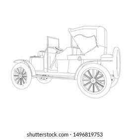 line art of classic car. Coloring page - classic car - illustration for the children