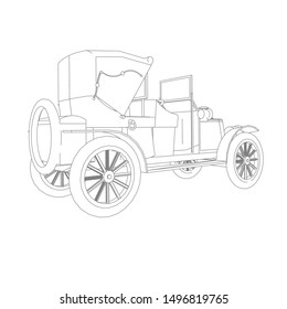 line art of classic car. Coloring page - classic car - illustration for the children