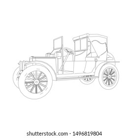 line art of classic car. Coloring page - classic car - illustration for the children