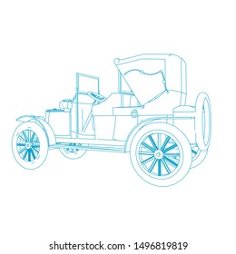 line art of classic car. Coloring page - classic car - illustration for the children