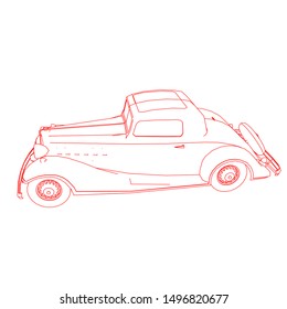 line art of classic car. Coloring page - classic car - illustration for the children