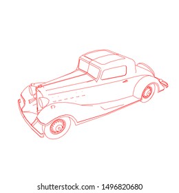 line art of classic car. Coloring page - classic car - illustration for the children