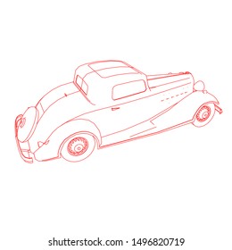 line art of classic car. Coloring page - classic car - illustration for the children