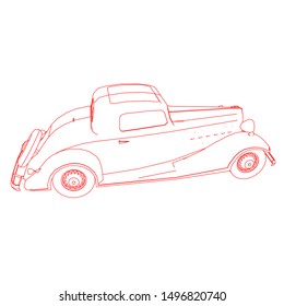 line art of classic car. Coloring page - classic car - illustration for the children