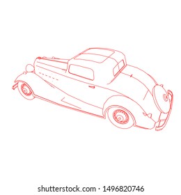 line art of classic car. Coloring page - classic car - illustration for the children