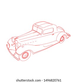 line art of classic car. Coloring page - classic car - illustration for the children