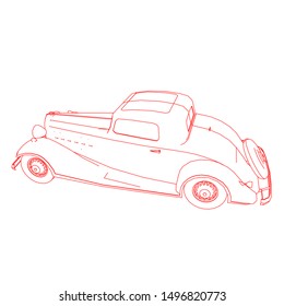 line art of classic car. Coloring page - classic car - illustration for the children