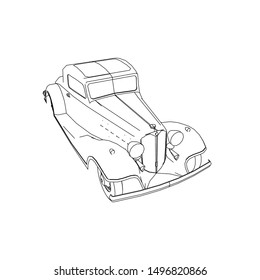 line art of classic car. Coloring page - classic car - illustration for the children