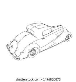 line art of classic car. Coloring page - classic car - illustration for the children