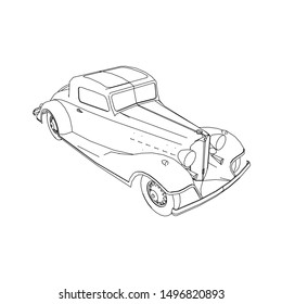 line art of classic car. Coloring page - classic car - illustration for the children