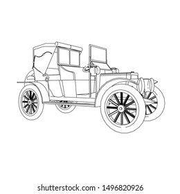line art of classic car. Coloring page - classic car - illustration for the children